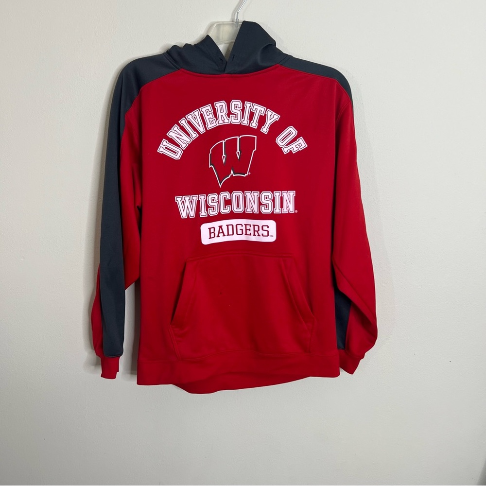 Wisconsin Badgers Red & Black Hoodie Sweatshirt Men’s Sz L